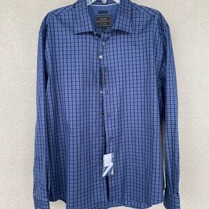 100% cotton Jos A. Bank “Reserved” Navy Blue Plaid Men's Shirt New with Tags